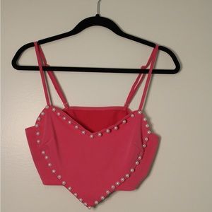 Shein Pink Heart Crop Top